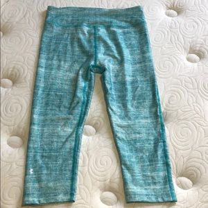 Bright Turquoise Print Compression Workout Capri